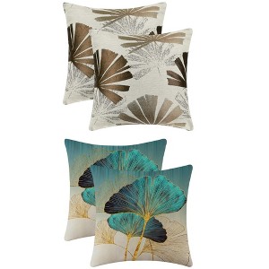REGALWOVEN 4 Pcs Leaves Pattern Throw Pillow Covers for Home Decor Bedroom Couch 18" x 18" - 1 of 4