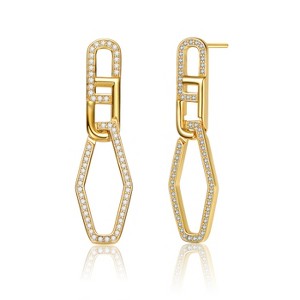 Guili Sterling Silver Gold Plated Square Drop Butterfly Earrings with Clear Cubic Zirconia, a Chic and Whimsical Piece for a Stylish Look - 1 of 4