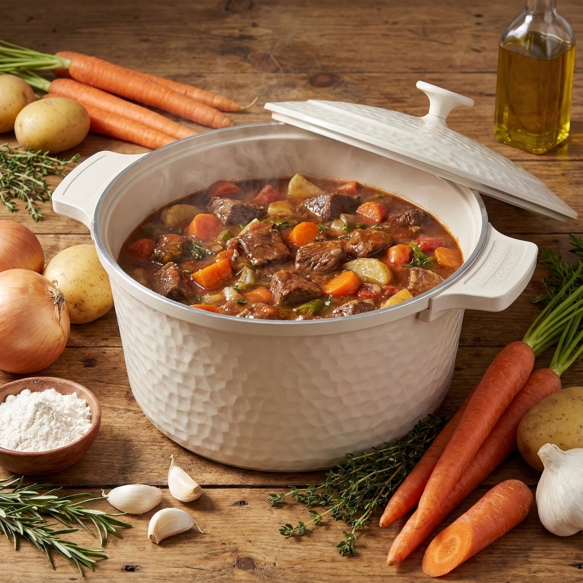 Gotham Steel 5QT Dutch Oven Hammered Ceramic Nonstick Lightweight Self Basting Lid Dutch Oven