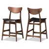 24" Latina Mid - Century Modern Faux Leather Upholstered Wood Finishing Counter Height Barstool Black - Baxton Studio - 2 of 4