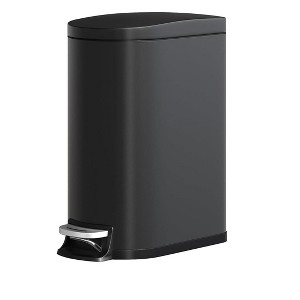 8 Gallon Stainless Steel Step Trash Can with Soft-Close Bamboo Lid, Removable Inner Bucket, Rustproof Slim Garbage Bin - 1 of 4