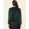 INSPIRE CHIC Women's Long Sleeve Open Front Cropped Winter Faux Fur Jacket - 4 of 4