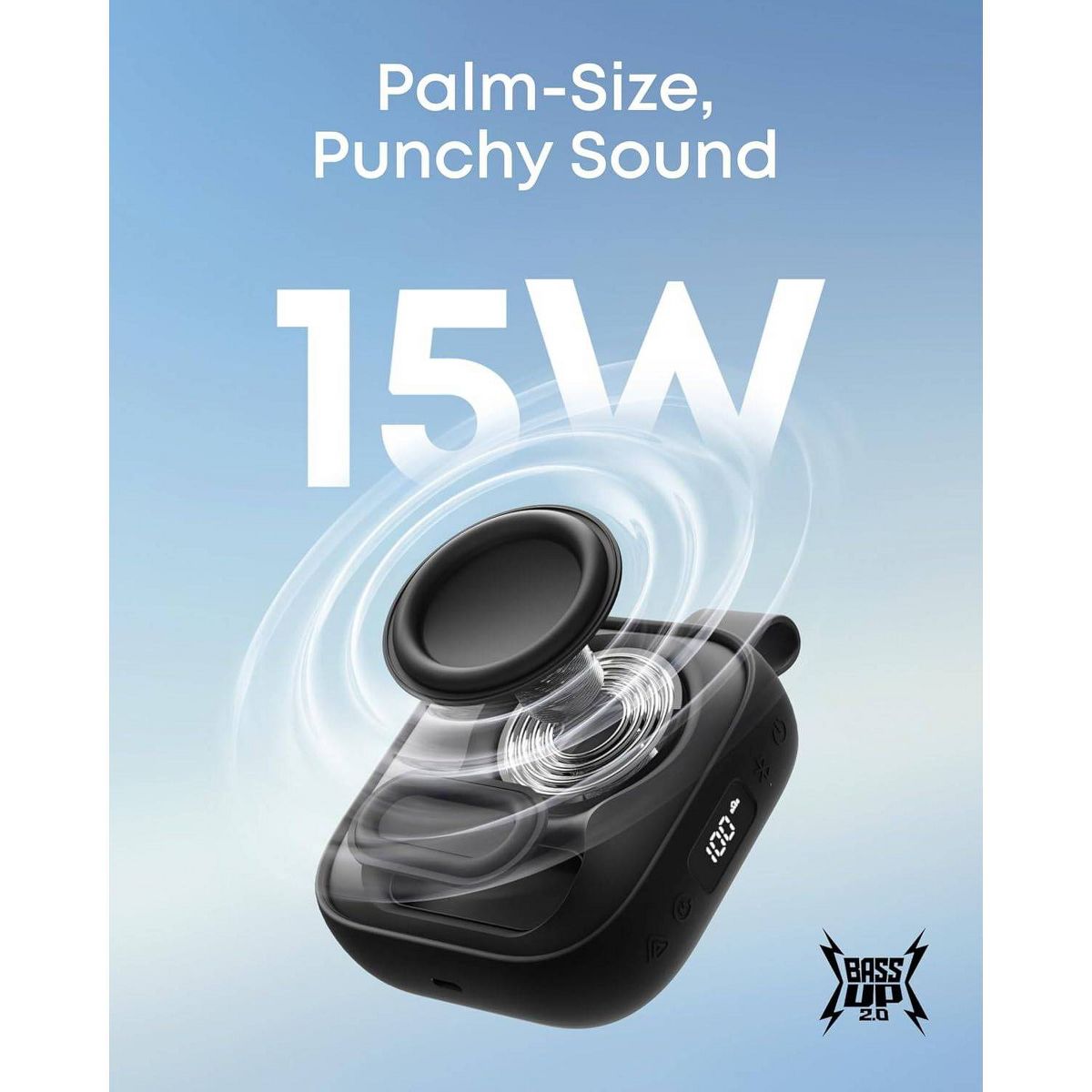 Anker Soundcore Boom Go 3i Portable Waterproof Bluetooth Speaker with Built-in Powerbank for Emergency Phone Charging, Battery Percent Display - Black - thumbnail 2