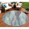 Teal Blue And Fern Green Abstract Washable Indoor Outdoor Area Rug - 2 of 4
