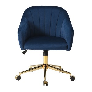 WestinTrends Phoebe Upholstered Velvet Swivel Vanity Office Chair With Wheels - 1 of 4