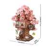 ROBOTIME 3D Puzzles Sakura Tree House Model Kit, DIY Wooden Puzzle, Home Decor Toys, Adult Kid Unique Holiday Gifts, Pink, 9.49"*11.8"*12.09" - 3 of 4