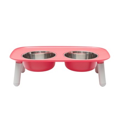 Messy Mutts Watermelon Elevated Double Feeder with Stainless Steel Bowls 