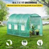 VVEVOR Walk-in Tunnel Greenhouse, 9.8 x 6.6 x 6.6 ft Portable Plant Hot House with Galvanized Steel Hoops, 1 Top Beam, Diagonal Poles, Green - 3 of 4