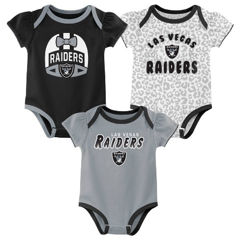 NFL Las Vegas Raiders Baby Girls' Onesies 3pk Set - 0-3M