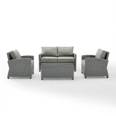 Brandenton 4pc Outdoor Wicker Seating Set - Gray - Crosley