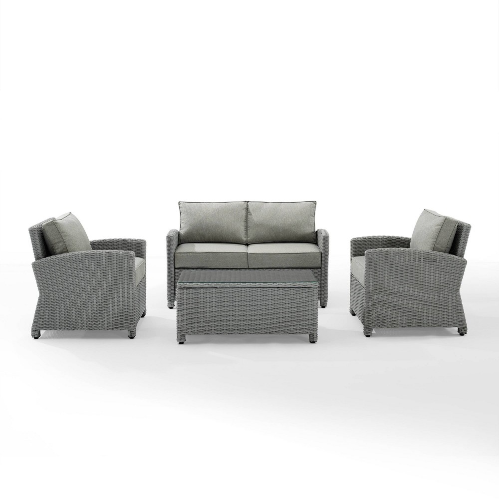 Photos - Garden Furniture Crosley Brandenton 4pc Outdoor Wicker Seating Set - Gray  