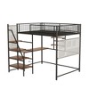 Okak Full Size Loft Bed with Safety Guardrail, Bunk Bed with Desk, Ladders and Storage Shelves, Twin Bed for Kids and Adults - 4 of 4