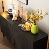 FUFU&GAGA 4-Door Dresser with Wooden Legs Living Room Storage Cabinet Black - 2 of 4
