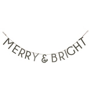 Transpac Metal 39.37 in. Silver Christmas Merry and Bright Banner - 1 of 2