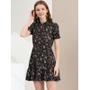 Allegra K Women's Summer Chiffon Ruffle Tie Neck Puff Short Sleeve Floral Dress - 3 of 4