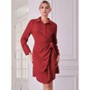 Hobemty Women's Long Sleeve Lapel Collar Faux Wrap Button Up Casual Shirt Dress - 2 of 4