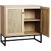Jojoka Beige Sideboard Buffet Cabinet with Storage, Boho Rattan Storage Cabinet - 3 of 4