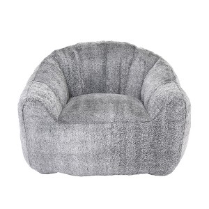 Vynxaria Bean Bag Seats - Oversized Light Gray Comfy Sofa Chair with Armrests for Living Rooms and Bedrooms - 1 of 4
