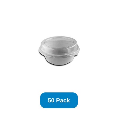 StalkMarket Lid for 32 oz White Sugarcane Bowl Recyclable PET Plastic - Pack of 50