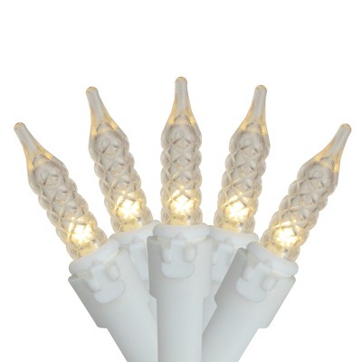 Brite Star 100 Warm White Contemporary LED M5 Mini Christmas Lights - 8 ft White Wire