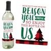 Big Dot of Happiness Plaid Teacher Appreciation - Holiday and Christmas Gifts Decorations for Women and Men - Wine Bottle Label Stickers - Set of 4 - 2 of 4