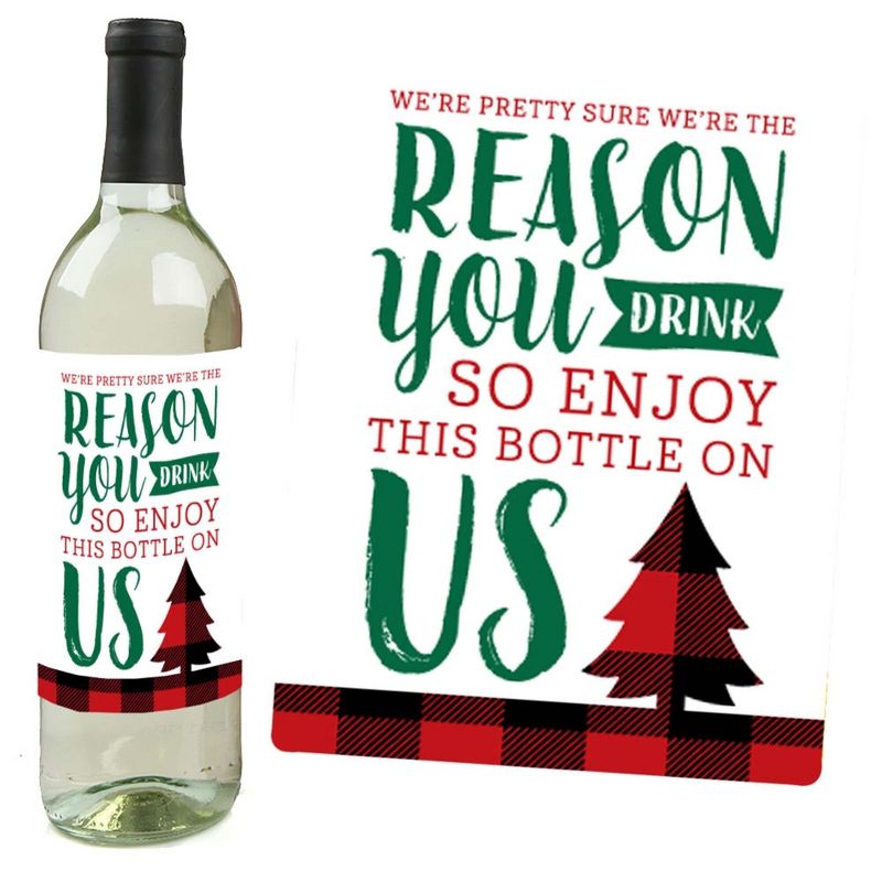 Big Dot of Happiness Plaid Teacher Appreciation - Holiday and Christmas Gifts Decorations for Women and Men - Wine Bottle Label Stickers - Set of 4, 2 of 9