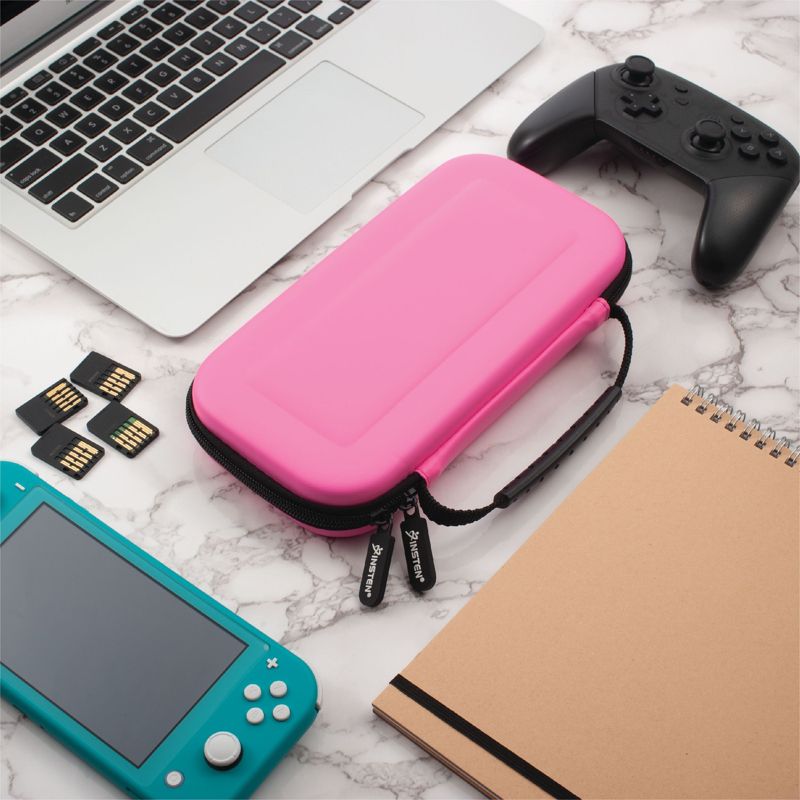 Insten Carrying Case with 10 Game Slots Holder for Nintendo Switch Lite - Portable & Protective Travel Cover Accessories, Pink, 3 of 10