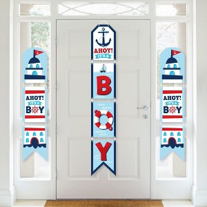 Big Dot of Happiness Ahoy It's a Boy - Hanging Vertical Paper Door Banners - Nautical Baby Shower Wall Decoration Kit - Indoor Door Decor - 1 of 4