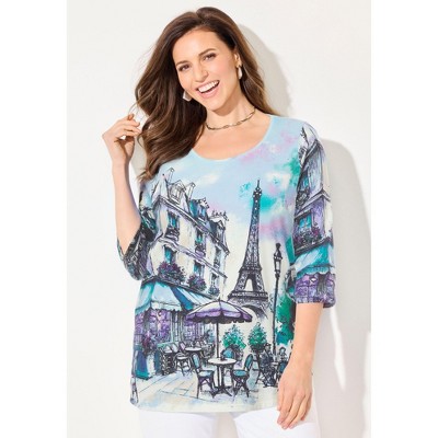 Catherines Women's Plus Size 3/4 Sleeve Seasonal Tee