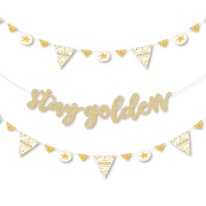 Big Dot of Happiness Golden Birthday - Happy Birthday Party Letter Banner Decoration No-Mess Real Gold Glitter Stay Golden Banner Letters - 1 of 4