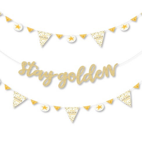 Happy Birthday Banner glitter Gold Letter Flag Birthday Party Decorations