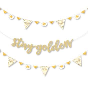 Big Dot of Happiness Golden Birthday - Happy Birthday Party Letter Banner Decoration No-Mess Real Gold Glitter Stay Golden Banner Letters