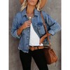 Mocamel Women's Spring and Autumn Single Breasted Fur Edge Denim Jacket Casual Style Light Blue Washable - 4 of 4