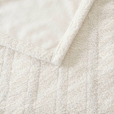 Ivory Twin Fleece Faux Fur Heated Blanket