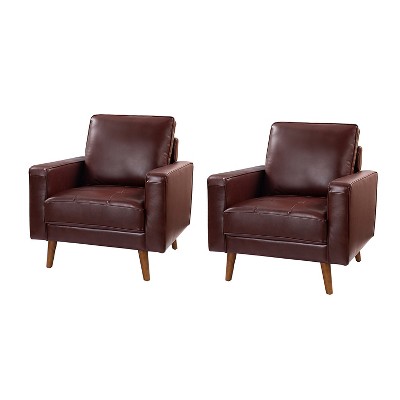 Set of 2 Christine Vintage Genuine Leather Armchair | HULALA HOME