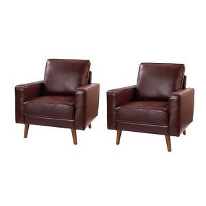 Set of 2 Christine Vintage Genuine Leather Armchair | HULALA HOME - 1 of 4