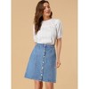 Allegra K Women's Elastic Back Short Button Down Denim Skirts with Pockets - 2 of 4