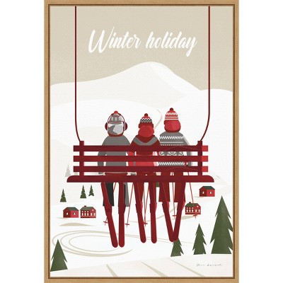 16" x 23" Winter Holiday Red Framed Wall Canvas - Amanti Art