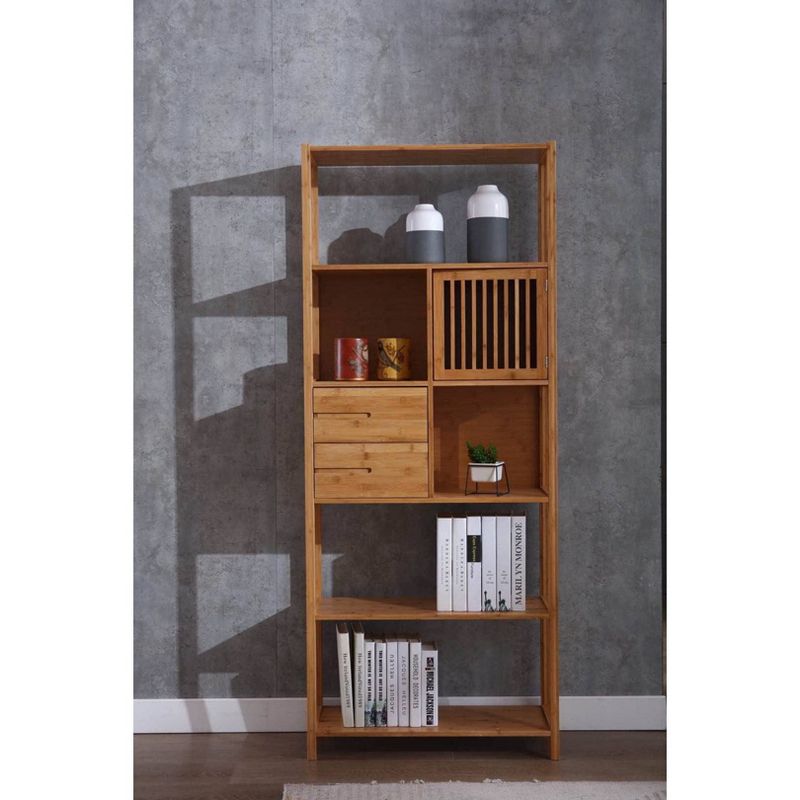 Selma Bamboo Bookcase Right Facing Spindle Cabinet - Boraam, 1 of 5
