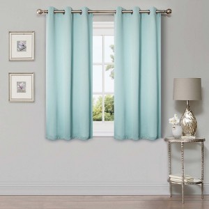Classic Modern Solid Room Darkening Semi-Blackout Curtains, Grommets, Set of 2 by Blue Nile Mills - 1 of 4