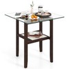 ResenkosSofa Table, End Table, Side Table,24 Inch 2-Tier Square Glass Coffee Table Center Table with Storage Shelf-Brown - 4 of 4
