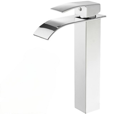 BWE Waterfall Single Hole Single Handle Bathroom Vessel Sink Faucet With Pop-up Drain Assembly