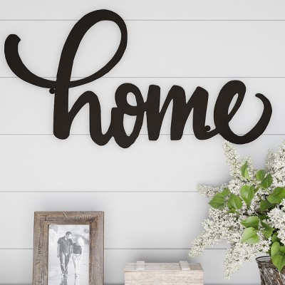 "Home" Decorative Wall Metal Cutout Sign Dark Chocolate - Lavish Home