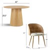 5-Piece Round Dining Table Set with Faux Rattan Back Chairs, 42" Pedestal Table and Upholstered Mid-Century Modern Dining Chairs-Maison Boucle - 4 of 4