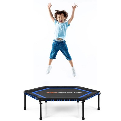 Costway 50'' Hexagonal Fitness Trampoline Exercise Rebounder W/Pad for Kids Adults