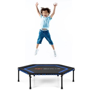 Costway 50'' Hexagonal Fitness Trampoline Exercise Rebounder W/Pad for Kids Adults - 1 of 4