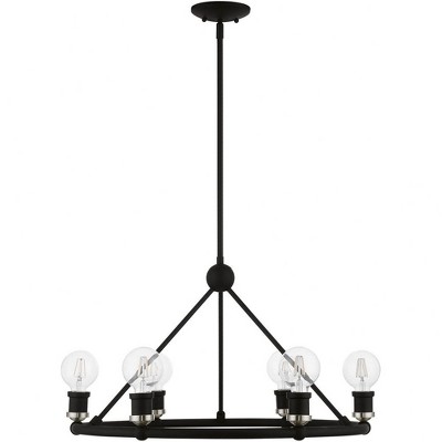 Contemporary Lansdale 6-Light Chandelier in Black and Brushed Nickel