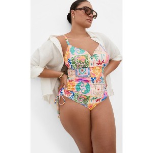 Women's Plus Size Positano Print 1 Piece - pink | CITY CHIC : Target
