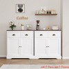 Farmhouse White Buffet Cabinet w/Storage, Kitchen Sideboard w/2 Doors and 2 Drawers, Wooden Coffee Bar Cabinet with Shelves - 4 of 4