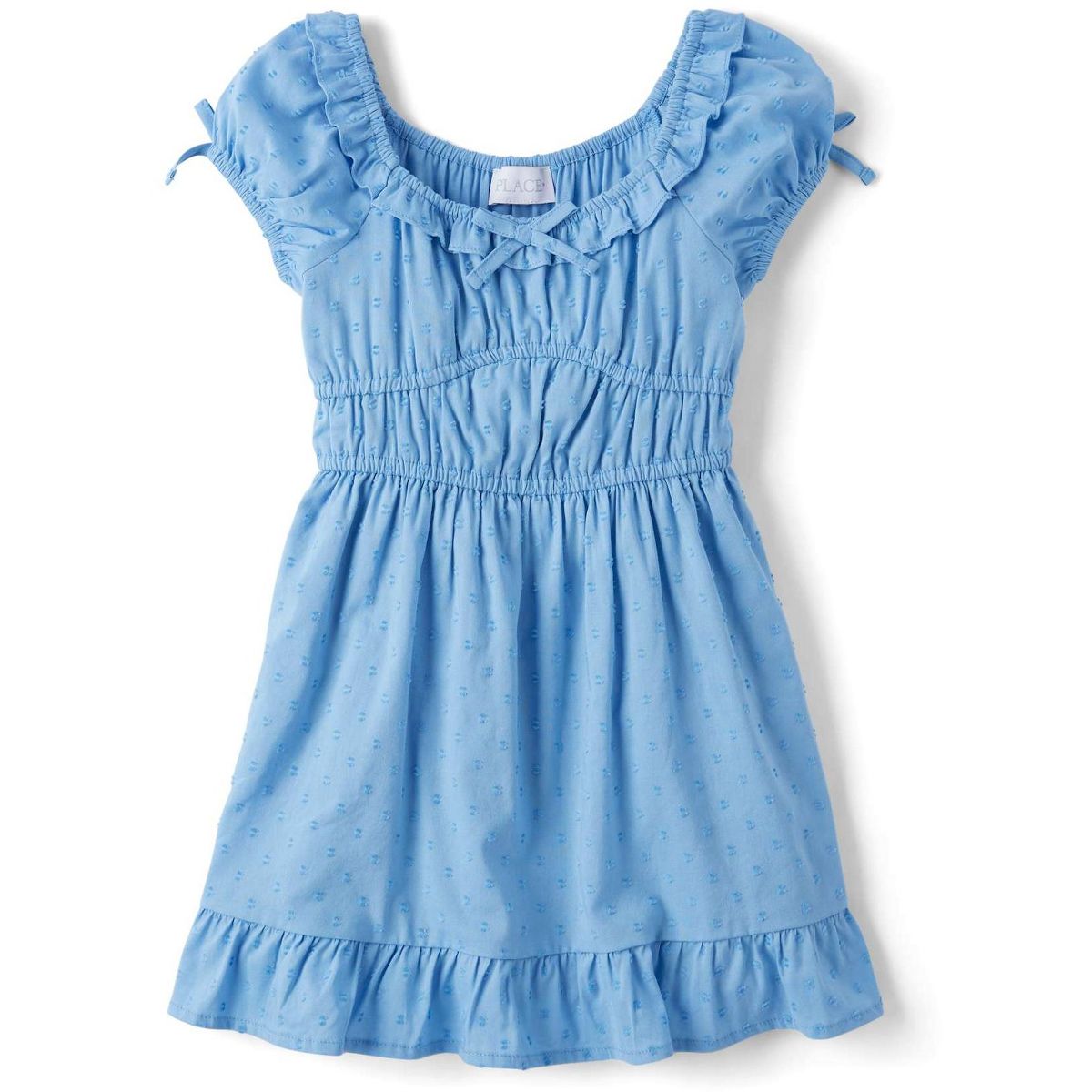 The Children's Place Girls Short Puff Sleeve Clip Dot Ruffle Dress - thumbnail 2